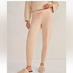 NWT Haven Well Within 100% Cashmere Pintuck Jogger, Biscotti, Size XS